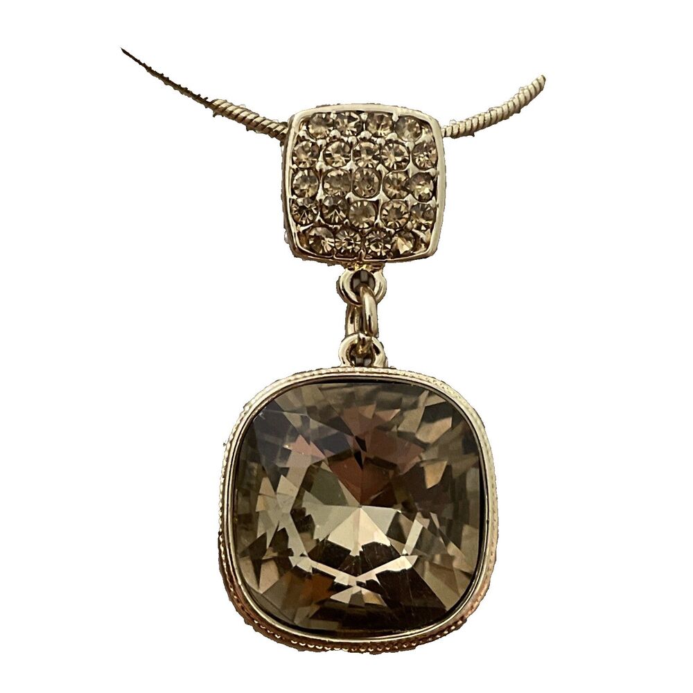 Monet Gold Tone Metal Snake Chain Necklace with Crystal pendant NEW